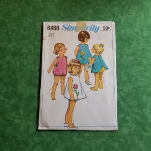 Simplicity 6468 CUT Printed Pattern - Toddlers&#39; Playsuit and Pinafore - Toddler Size 2 (1966) Used Vintage Sewing Pattern