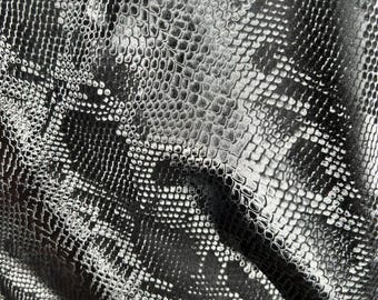 Black Snake Skin Pattern on Stretch Polyurethane Coated Polyester Spandex Fabric By The Yard, 60'' Wide, Decoration, Backdrop