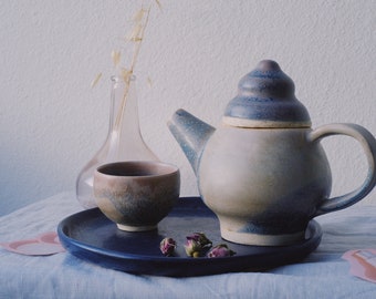 POODRA  (‘powder’) - handmade coffee / tea set (1 pot + 2 cups) for espresso or tea ceremony; creative Mother's Day gift