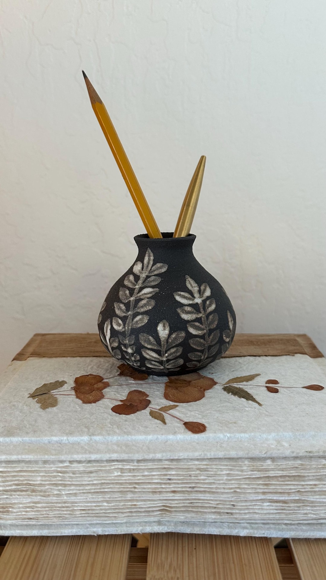 Handmade Ceramic Bud Vase With Hand Painted Flowers - Etsy