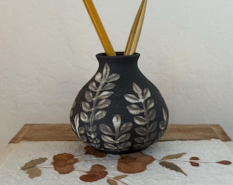 Small Ceramic Bud Vase with Hand-Painted Wildflowers, Flower Vase, Cottagecore Home Decor Gift