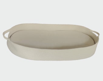 Coton beige Pliable Bébé Panier à langer Topper pour commode | Moïse Basket | Pad NON inclus
