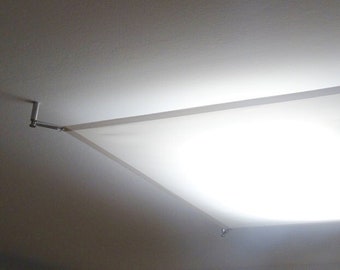 Textiel design LED plafondlamp STUDIOLOFT 80 x 80 cm. Handgemaakt textiel Led Light Panel, met de hand genaaid en met de hand geschuurd. Gemaakt in Duitsland