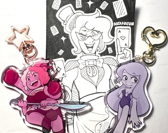 Llavero de Steven Universe de la AU Fractura: dije de resina epoxi de rodonita y perla lila.