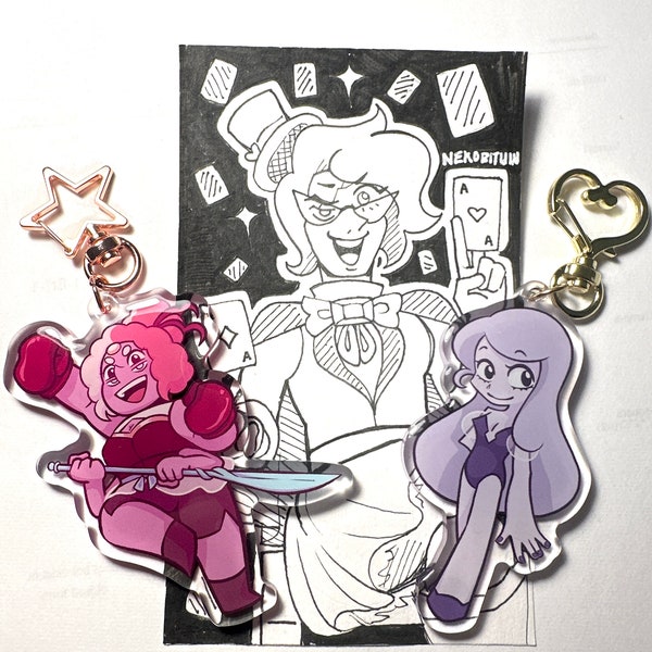 Porte-clés rhodonite et perles lilas | Fracture Australie | Porte-clés Steven Universe FR