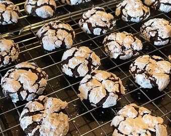 FREE SHIPPING Chocolate Crinkle Cookies Soft and Chewy, Baked goods cookies