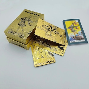 Tarot Card Deck, Gold Foil Luxury Tarot Cards with Guidebook, Mysterious Deviation Tarot Cards, Waterproof Tarot Card Deck.