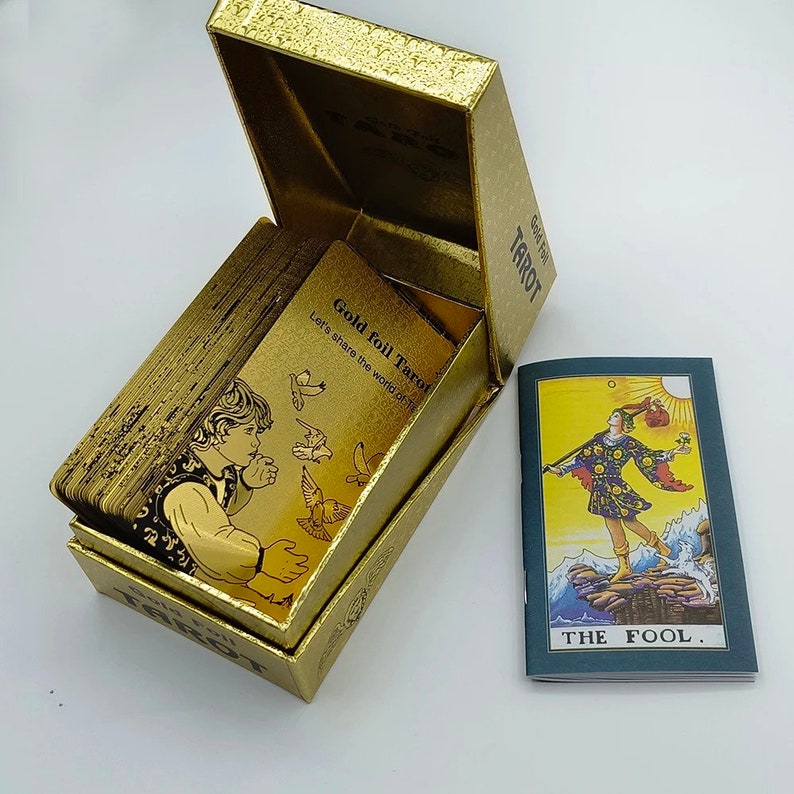 Gold Foil Tarot Card Deck With Guidebook: Waterproof Luxury Cards - Etsy