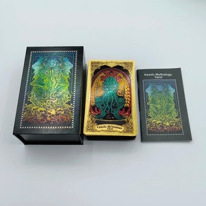 Gold & Silver Cthulhu Mythology Tarot Cards, Luxury Tarot Cards With Guidebook, Gift Box Tarot Cards.