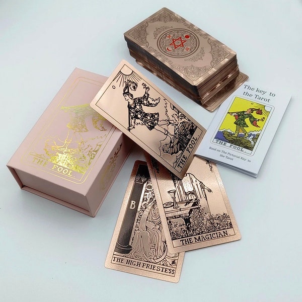 Rose Gold Tarot Deck, Tarot Cards Deck With Guidebook, Luxury Gift Box.