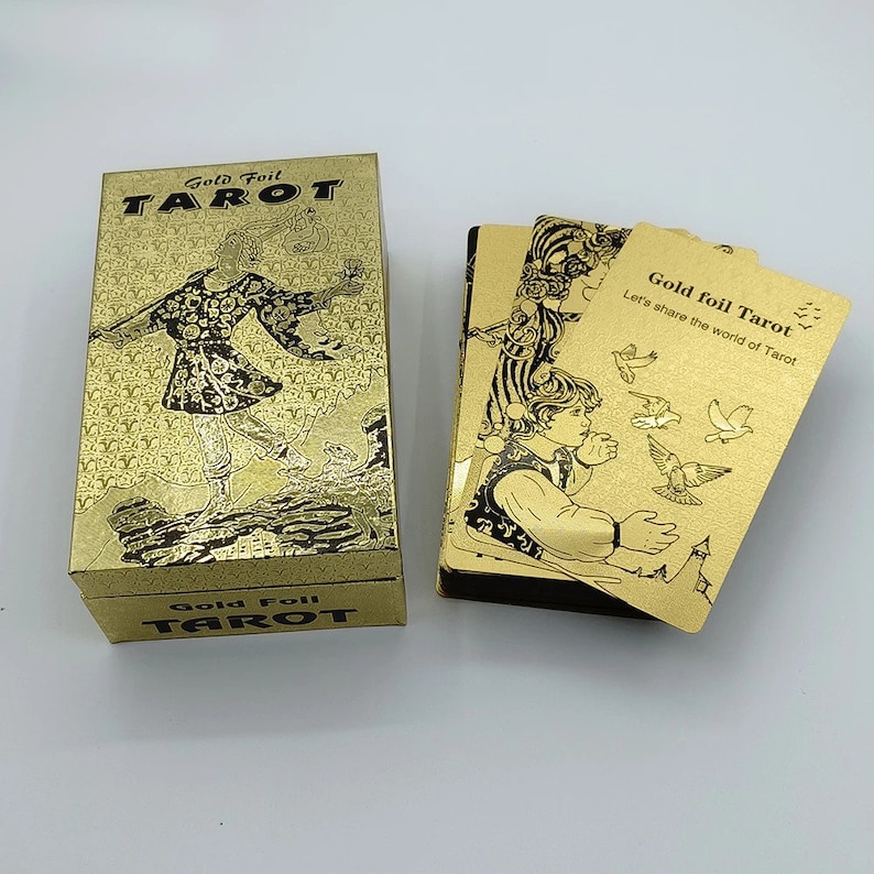 Gold Foil Tarot Card Deck With Guidebook: Waterproof Luxury Cards - Etsy
