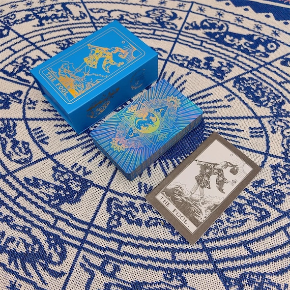 Blue Tarot Deck With Guidebook: Rose Gold Foil, Gift Box - Etsy