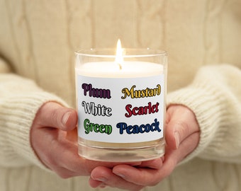 Clue the Movie or Clue the Board Game Glass Jar Soy Wax Candle