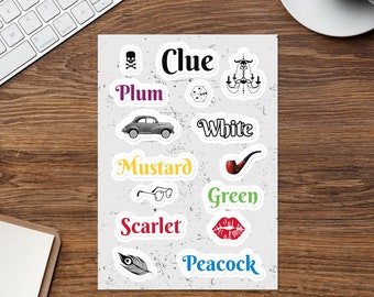 Clue the Movie and Board Game inspired Sticker sheet
