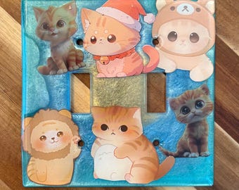 Orange Tabby Cats Double Light Switch Cover