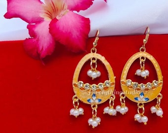 Meenakari Jhumka/Jhumki Hook Earrings For Wedding Favors, Rajasthani Style Jewellery, Bridesmaid Return, Jaipuri Jhumka Earrings. Gifts