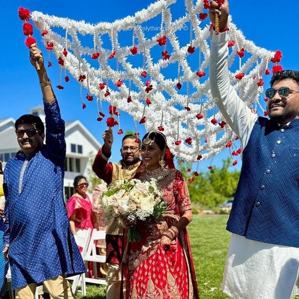 Indian Bridal Entry Phoolon Ki Chadar, Indian Kaleera Chaddar Dulhan Entry Dupatta Floral Canopy Wedding Indian Bride Entrance Floral Shade