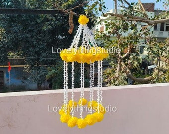 Marigold Tube Rose Chandelier, Perfect For Home, Office And Outdoor Decor, Wedding Decor, Flower Jhumar Lilt Decoration Free Shipping