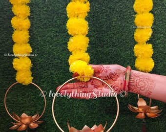 Free Shipping Handmade Marigold Lotus Candle Holder Haldi Decor, Mehendi Decor, Sangeet Decor And Indian Wedding Decorration, Patry Bckdrops