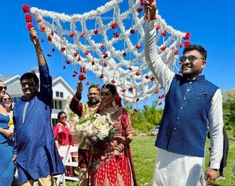 Jasmine With Rose Flower Bridal Chadar,Punjabi/Muslim/South Indian Bridal Wedding Entrance, Beautiful Bridal Entry Chadar Free Shipping