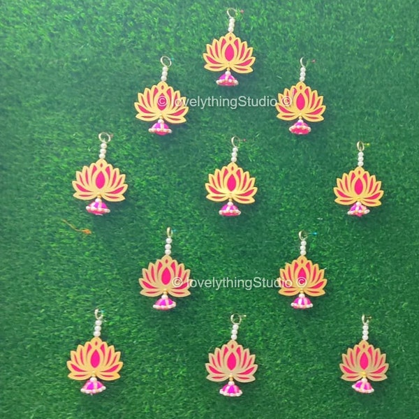 Lotus Pack of 10 Beautiful Trending Lotus Hangings for Home Decor, Puja Decor, housewarming, backdrop, mandir, pink lotus