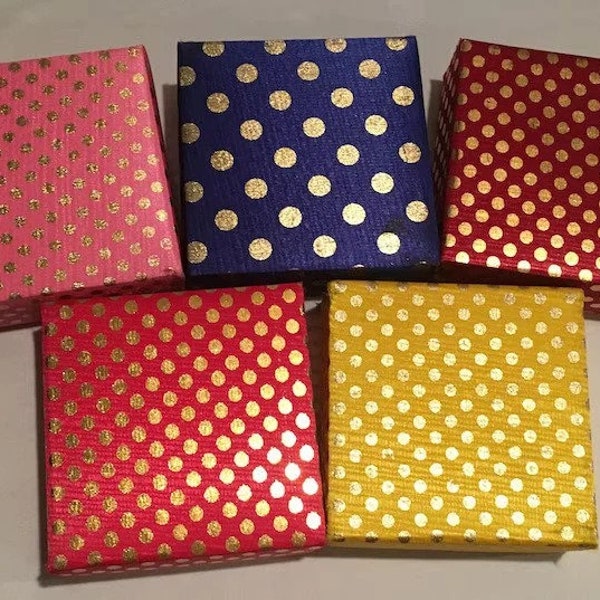 Handmade Polka dot Print Gift Box For Bridesmaid Gift, Diwali Gift, Navratri Gift, Christmas Gift, Wedding Gifts