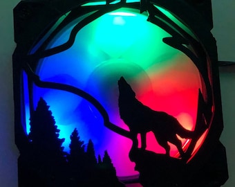 3 Pcs Wolf Fan Cover  3x Computer Gaming Fan Grill/Cover/Shroud CUSTOM PRINTED 120MM 140MM