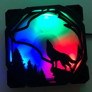 3 Pcs Wolf Fan Cover  3x Computer Gaming Fan Grill/Cover/Shroud CUSTOM PRINTED 120MM 140MM