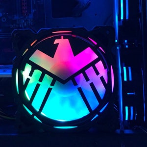 3 Pcs Shield Logo Fan Cover  3x Computer Gaming Fan Grill/Cover/Shroud CUSTOM PRINTED 120MM 140MM