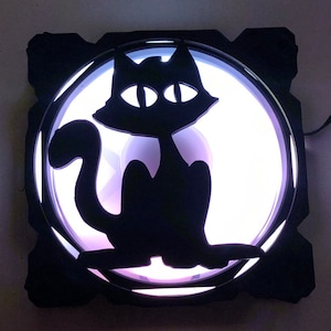 3 Pcs Sitting Cat Fan Cover  3x Computer Gaming Fan Grill/Cover/Shroud CUSTOM PRINTED 120MM 140MM