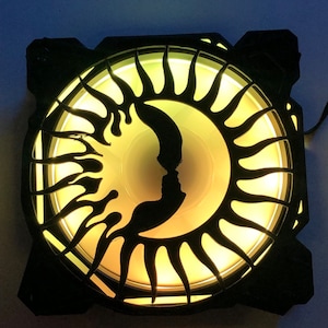 3 Pcs Sun in Moon Fan Cover  3x Computer Gaming Fan Grill/Cover/Shroud CUSTOM PRINTED 120MM 140MM