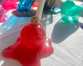 Melted Dark Pink Lollipop | Ring holder | Pen holder | Jewelry Holder | Paper weight
