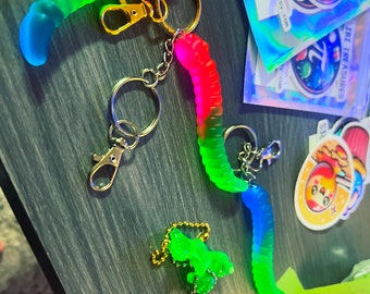 Gummy Worms Keychain | Neon Keychains | Blue | Pink | Green Keychain | Multicolor Keychain - Resin Gummy Worms