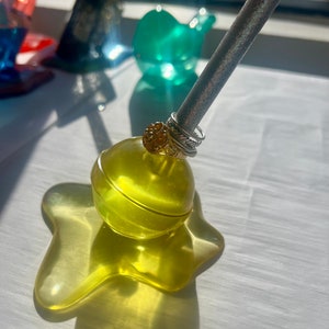 Melted Clear Yellow Lollipop | Ring holder | Pen holder | Jewelry Holder | Paperweight | Ring Display | Candy Decor | Random Desk Gift