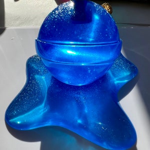 Geschmolzener funkelnder blauer Lollipop | Ringhalter | Stifthalter | Schmuck Halter