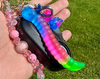 Gummy Worms Keychain | Neon Keychains | Unique batch | Resin Gummy Worms