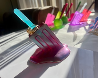 Melted Purple Chrome Popsicle | Ring holder | Ring Display | Candy Decor | Random Gift | Desk Gift | Desk Decor
