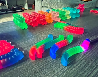Gummy Worms Keychain -Glow in the dark (Resin Gummy Worms)