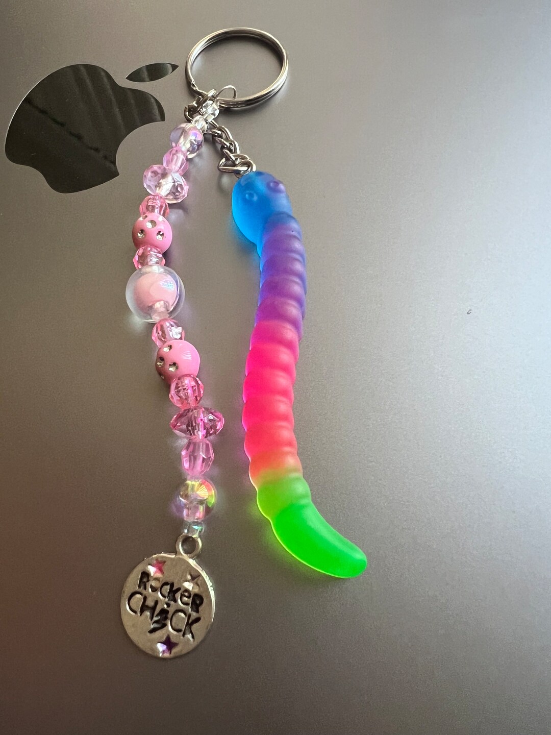 Gummy Worms Keychain Neon Keychains Blue Pink Green Keychain Multicolor Keychain Etsy