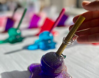Melted Purple Sparkle Lollipop | Melted Candy | Ring Holder | Pen Holder | Candy Decor