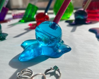 Melted light blue Lollipop | Melted Candy | Ring Holder | Pen Holder | Candy Decor
