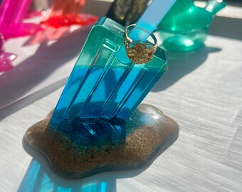Melted Ocean Popsicle | Ring holder | Ring Display | Candy Decor | Random Desk Gift | Jewelry Holder | Paperweight | Turtle | Maui Sand
