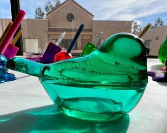 Resin Teal Bird | Ring holder | Pill Storage