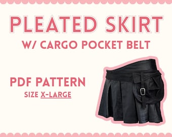001 Falten Minirock mit Gürtel PDF Schnittmuster (X-Large)