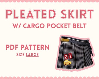 001 Plissee Mini Rock mit Gürtel PDF Schnittmuster (Large)