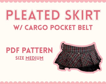 001 Plissee Mini Rock mit Gürtel PDF Schnittmuster (Medium)