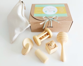 Kit Montessori, juguetes de madera, juguetes para bebés, regalo de baby shower, sonajero