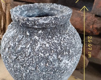 Rustic Handmade Terracotta Vase, Vintage-Inspired Textured Clay Pot, Decorative Farmhouse Planter, Boho Home Décor, Artisan Aged Finish Vase