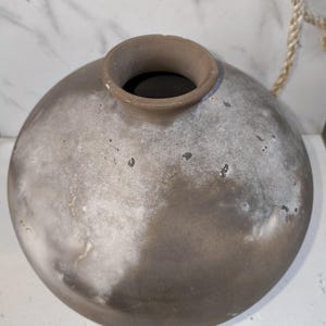 Handmade Terracotta Vase Rustic Clay Pottery Aged Round Vessel Vintage Style Decor Earthy Farmhouse Pot Boho Home Accent Earthenware Vessel
