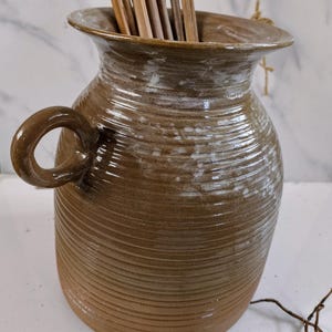 Rustic Brown Terracotta Jug Handmade Clay Water Pitcher Vintage Farmhouse Vase Wabi-Sabi Pottery, Minimalist Home Decor Living Room Vase